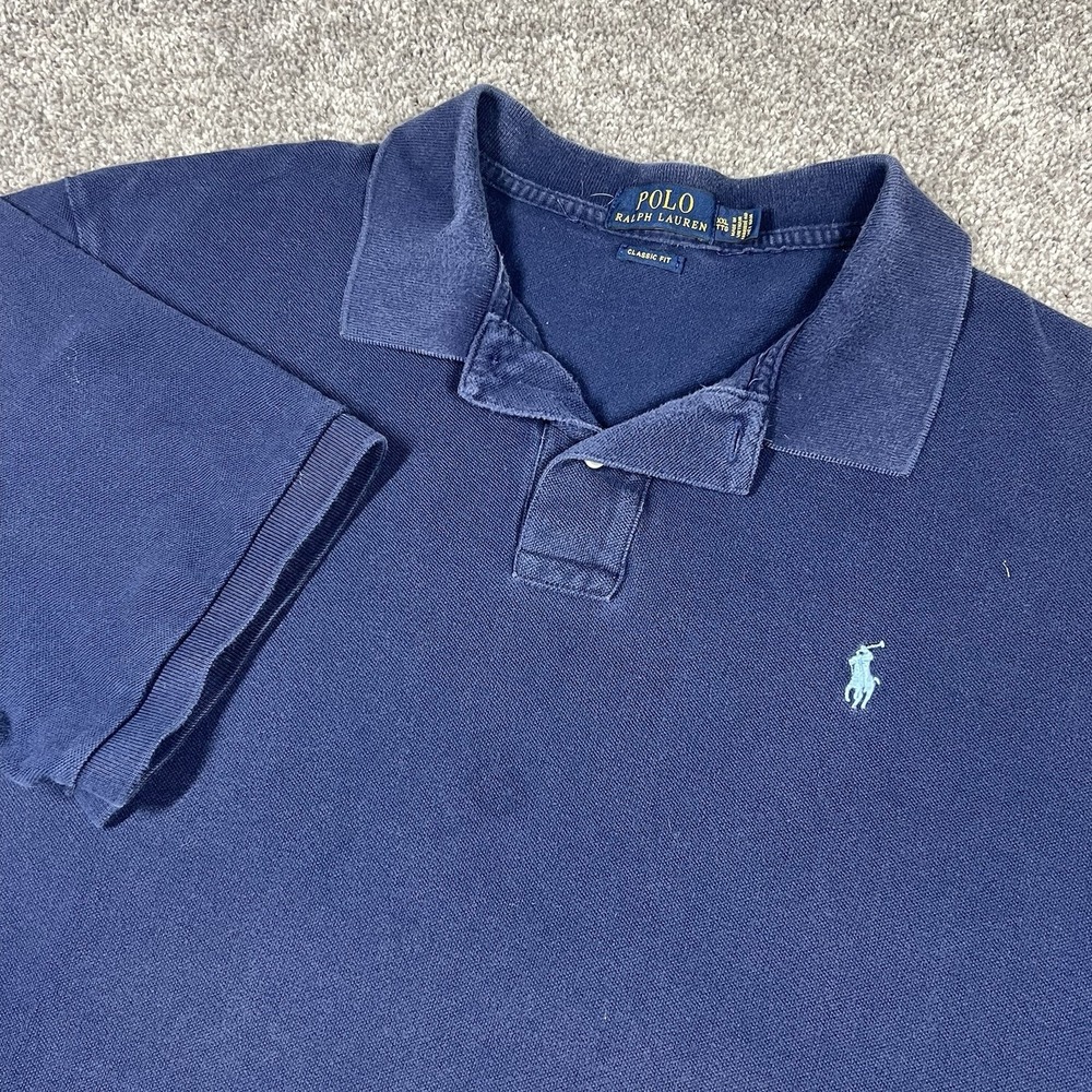 Polo Ralph Lauren Pony Shirt Mens 2XL XXL 100% Cotton Short Sleeve Navy Blue